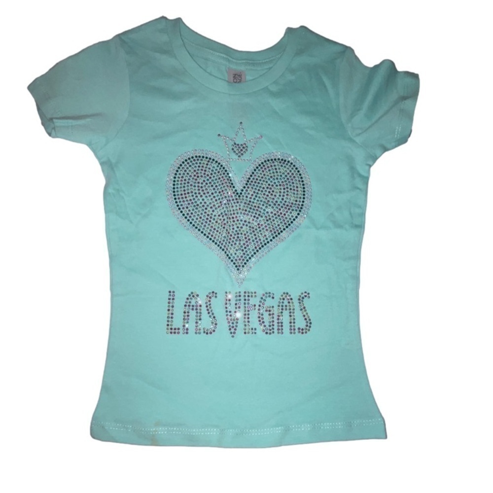 LAS Vegas and rhinestone heart t-shirt